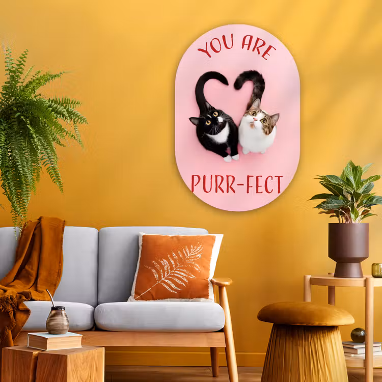 Kat - Hart - Tekst - Valentijn Wandcirkel Ovaal Glas middel -sfeer4