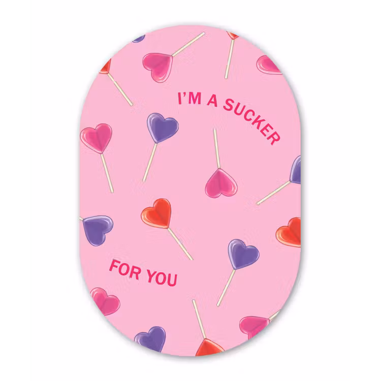 Lolly - Valentijn - Illustratie - Snoep Wandcirkel Ovaal Glas middel -3d