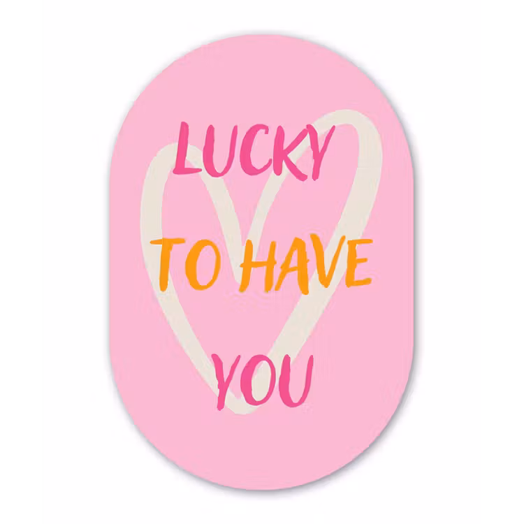 Lucky - Love - Valentijn - Roze Wandcirkel Ovaal Glas middel -3d