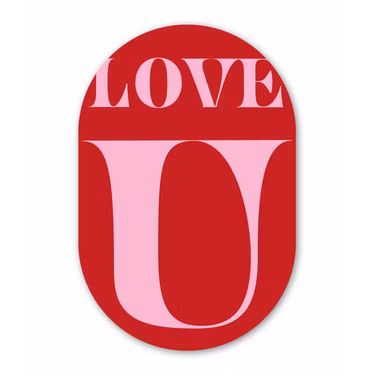 Rood - Love - Valentijn - Roze Wandcirkel Ovaal Glas middel -3d