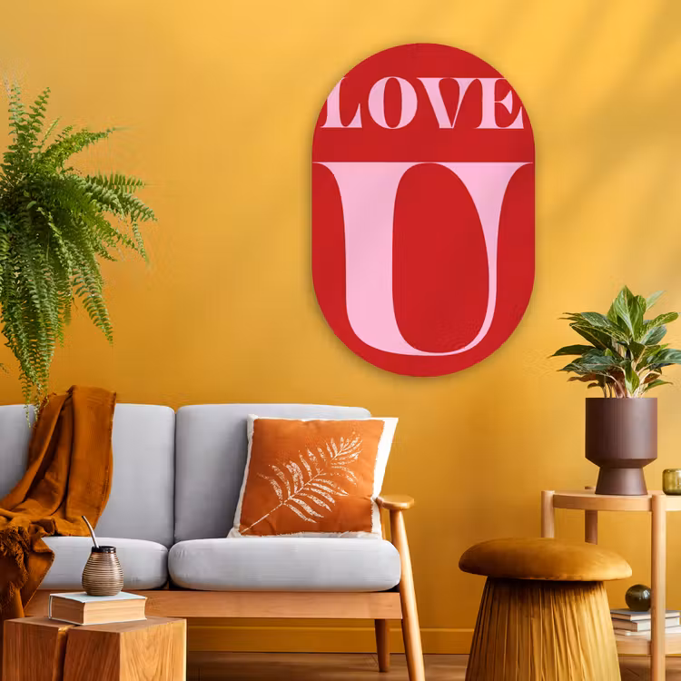 Rood - Love - Valentijn - Roze Wandcirkel Ovaal Glas middel -sfeer4