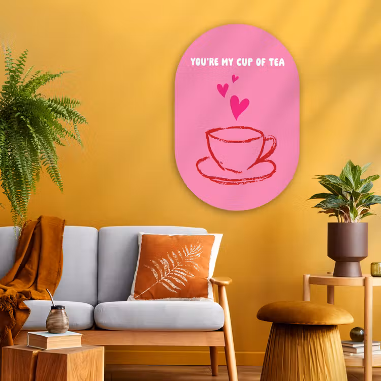 Thee - Roze - Valentijn - Tekst Wandcirkel Ovaal Glas middel -sfeer4