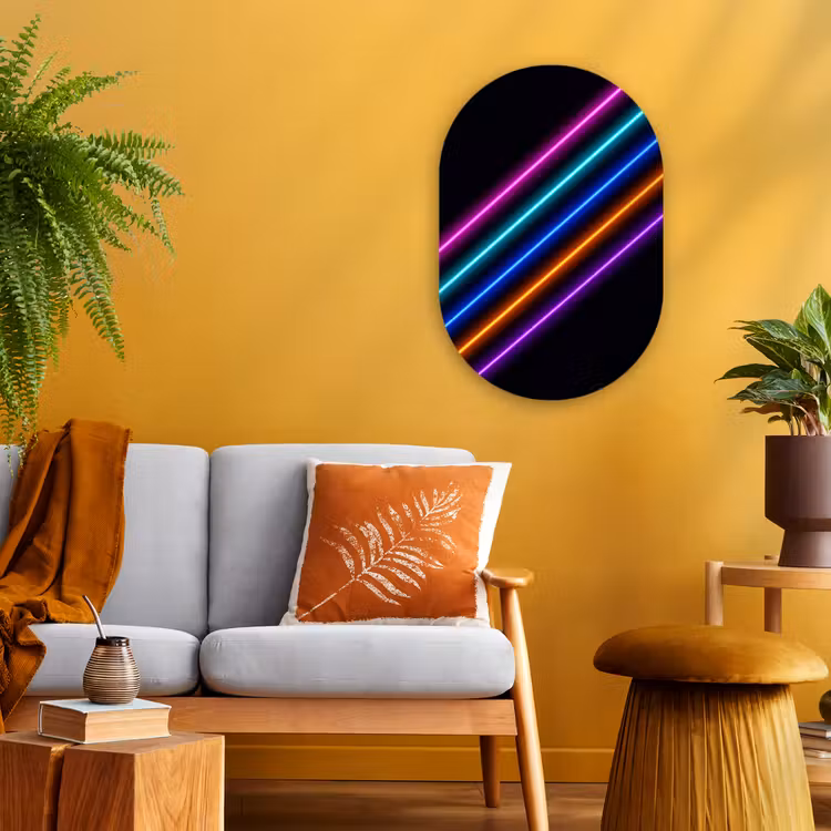 Esthetiek - Retro - Neon Wandcirkel Ovaal Forex klein -sfeer4