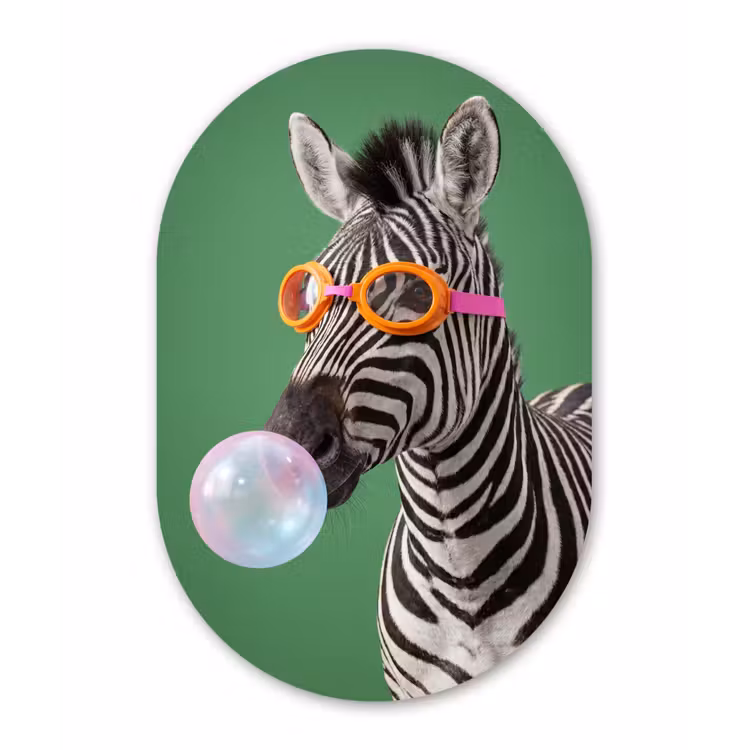 Dier - Bril - Bel - Modern - Groen Wandcirkel Ovaal Forex klein -3d