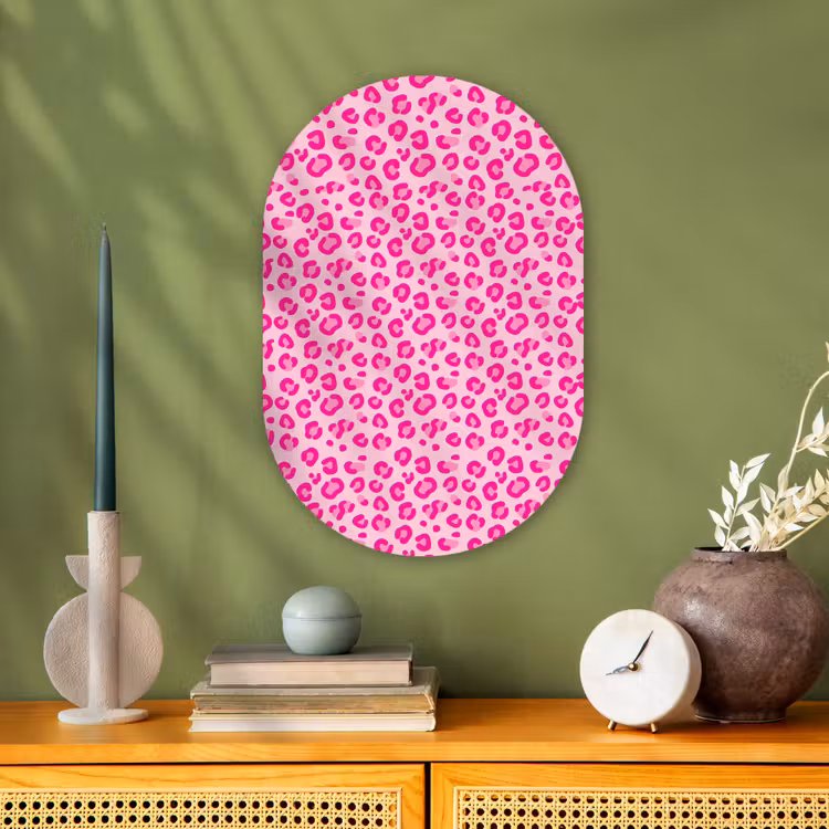 Dierenprint - Patroon - Abstract - Modern - Roze Wandcirkel Ovaal Forex klein -sfeer2