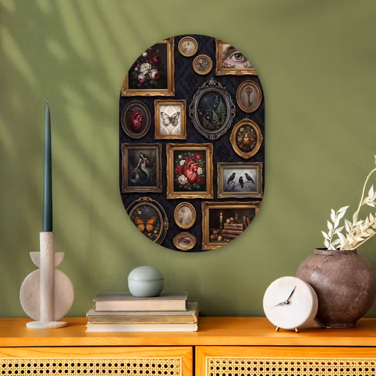 Kunst - Collectie - Vintage - Klassiek - Donker Wandcirkel Ovaal Forex klein -sfeer2