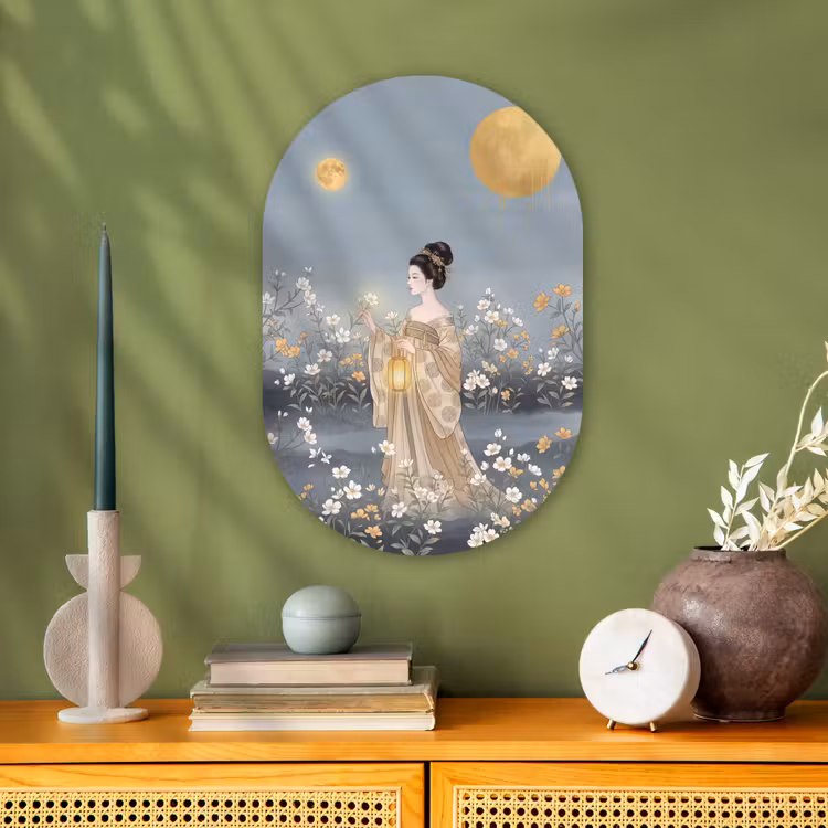 Aziatisch - Vrouw - Kimono Wandcirkel Ovaal Forex klein -sfeer2