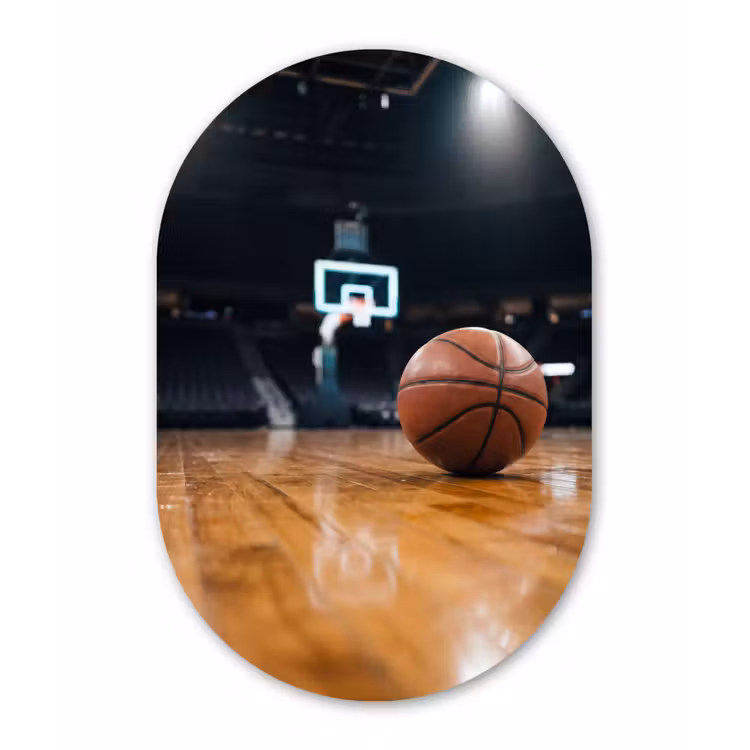 Basketbal - Arena - Sport Wandcirkel Ovaal Forex klein -3d
