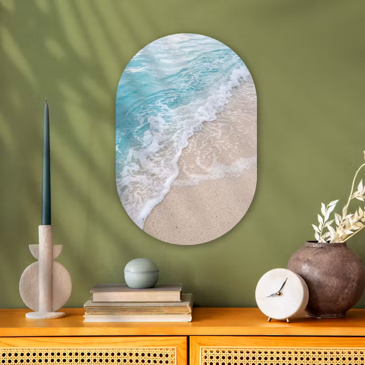 Strand - Zee - Golf - Natuur - Blauw Wandcirkel Ovaal Forex klein -sfeer2