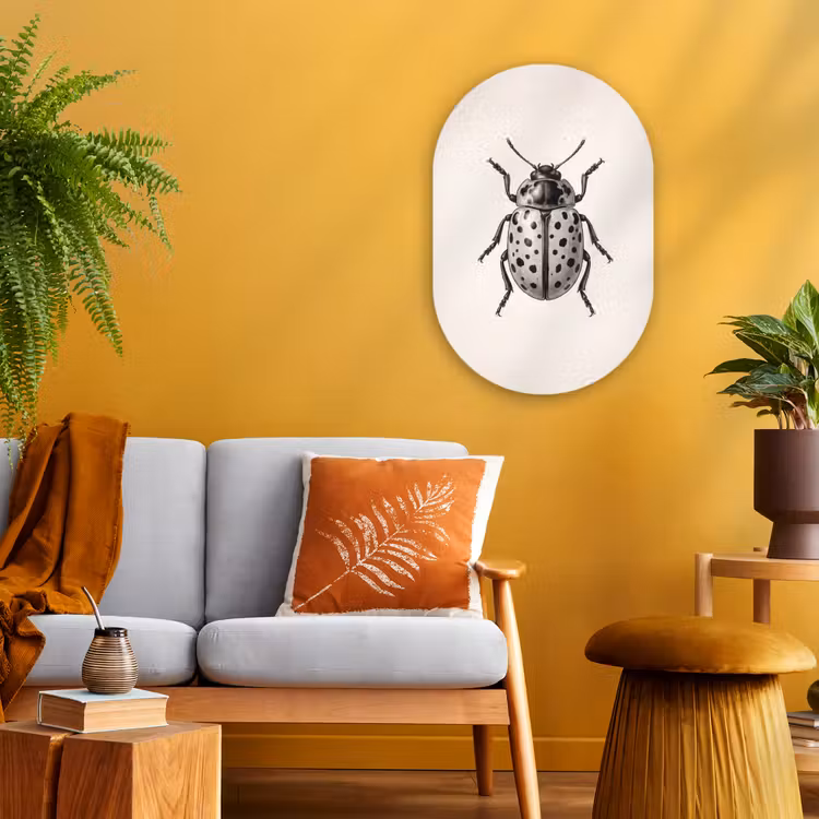 Kever - Insect - Vintage Wandcirkel Ovaal Forex klein -sfeer4
