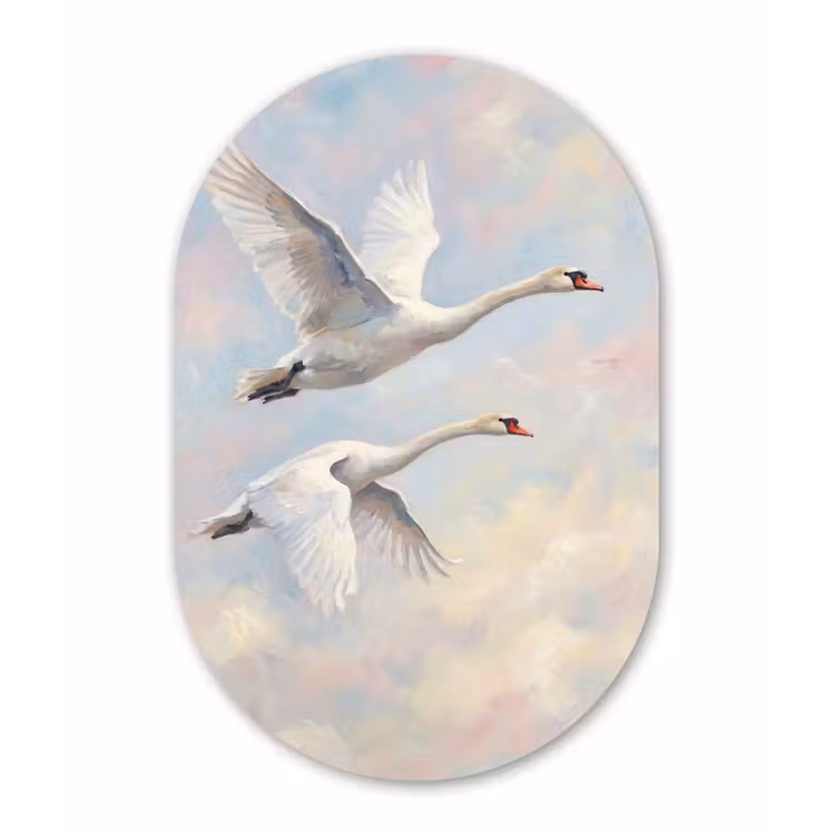 Vogel - Vliegend - Lucht - Modern - Pastel Wandcirkel Ovaal Forex klein -3d