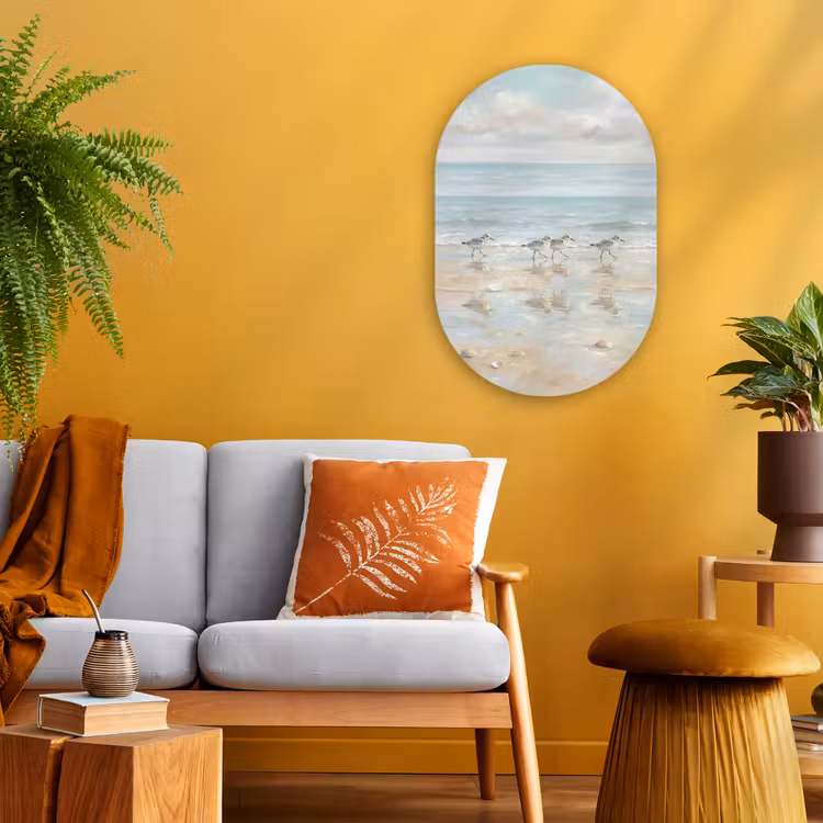 Vogels - Strand - Zee Wandcirkel Ovaal Forex klein -sfeer4