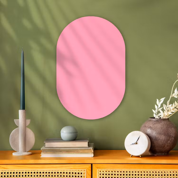 Bubblegum - Pink - Roze Wandcirkel Ovaal Forex klein 630 -sfeer2
