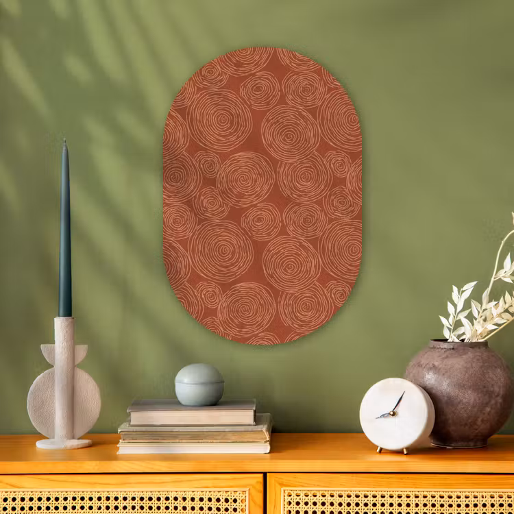 Cirkels - Abstract - Artistiek - Terracotta Wandcirkel Ovaal Forex klein 630 -sfeer2