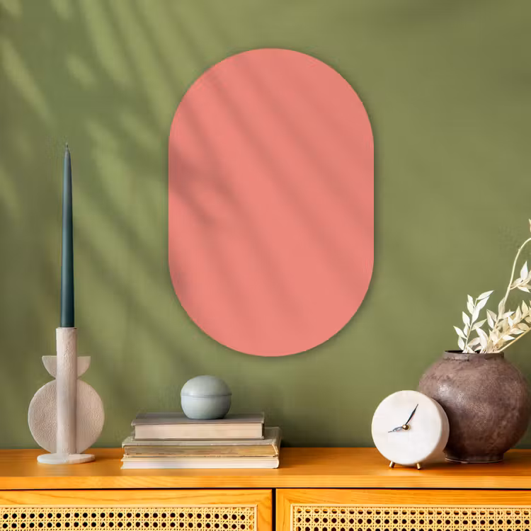 Coral - Reef - Rood Wandcirkel Ovaal Forex klein 630 -sfeer2