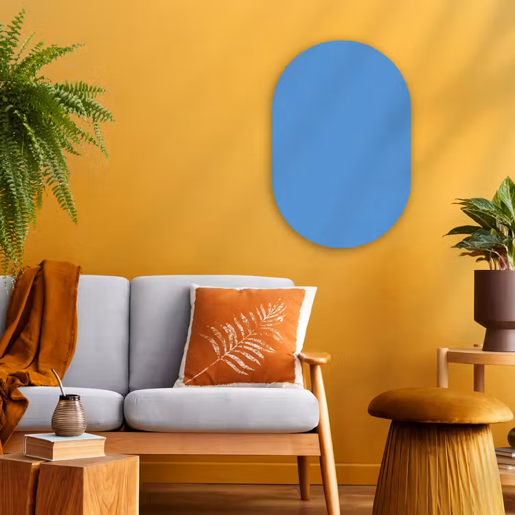 Cornflower - Blue - Blauw Wandcirkel Ovaal Forex klein 630 -sfeer4