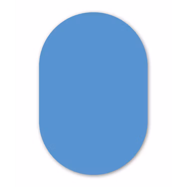 Cornflower - Blue - Blauw Wandcirkel Ovaal Forex klein 630 -3d