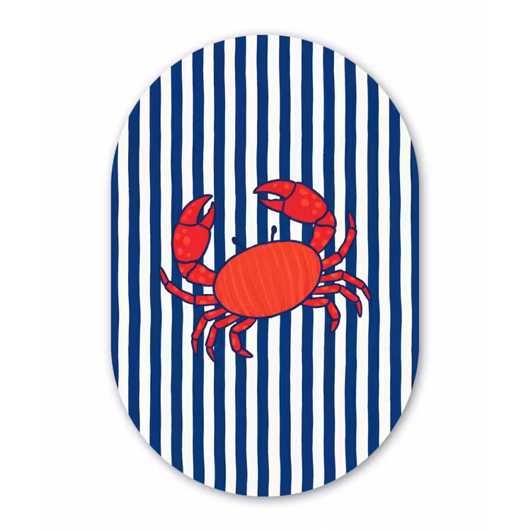 Krab - Strepen - Zeeleven - Illustratie - Rood Wandcirkel Ovaal Forex klein -3d