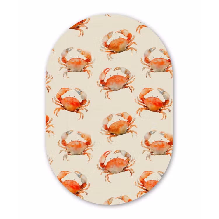 Krabben - Patroon - Oranje Wandcirkel Ovaal Forex klein 630 -3d