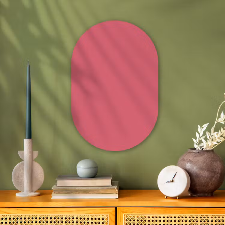 Crimson - Rose - Roze Wandcirkel Ovaal Forex klein 630 -sfeer2