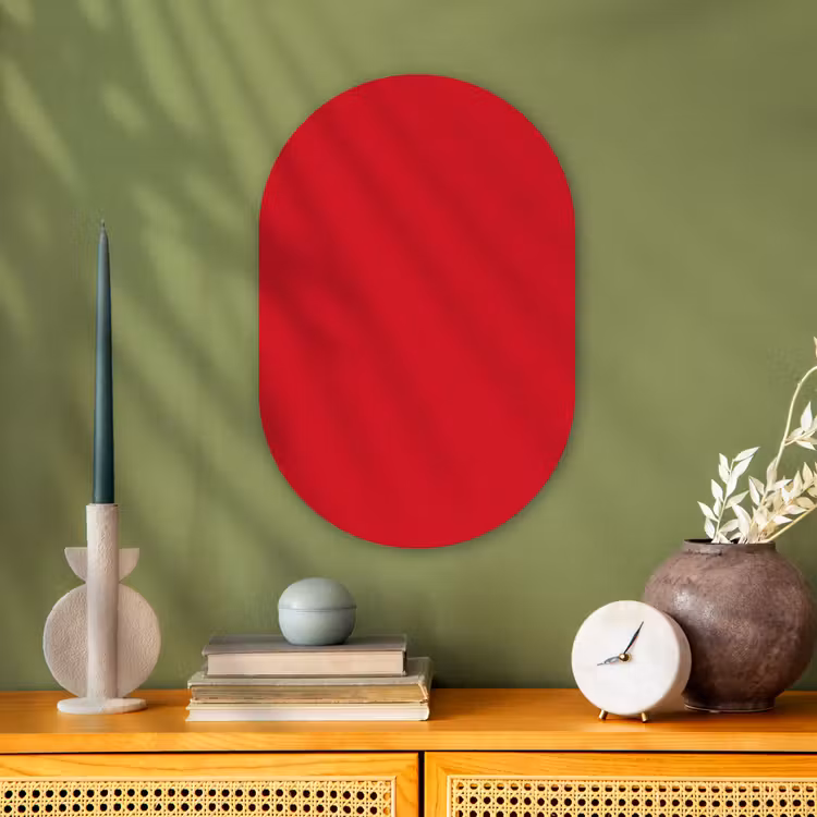 Crimson - Velvet - Rood Wandcirkel Ovaal Forex klein 630 -sfeer2