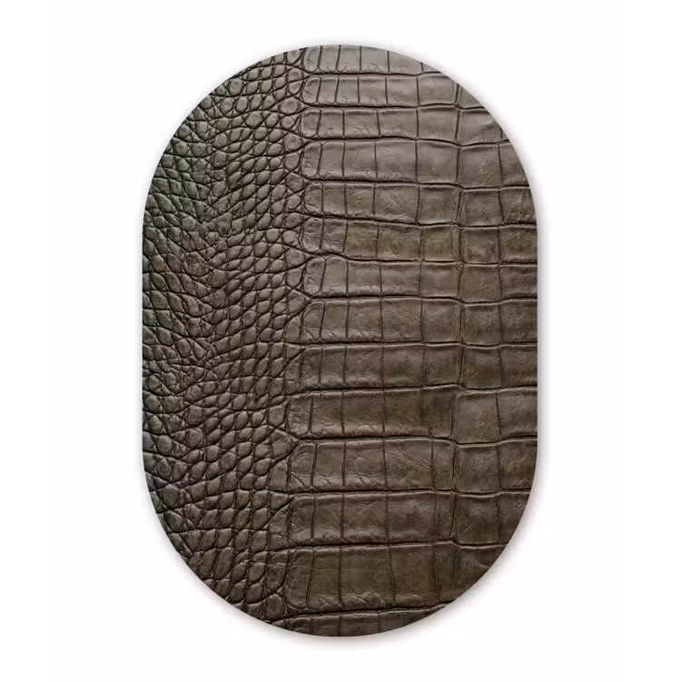 Krokodillenleer - Structuur - Groen Wandcirkel Ovaal Forex klein -3d