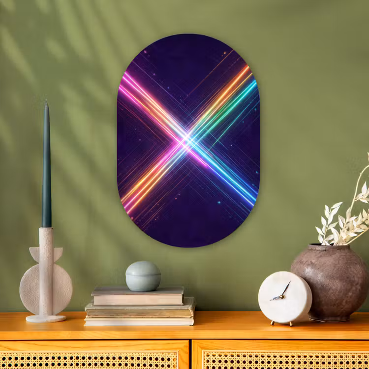 Kruisen - Lasterstralen - Neon Wandcirkel Ovaal Forex klein -sfeer2