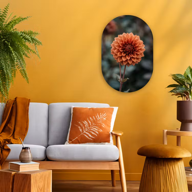 Dahlia - Bloem - Natuur - Sfeervol Wandcirkel Ovaal Forex klein -sfeer4