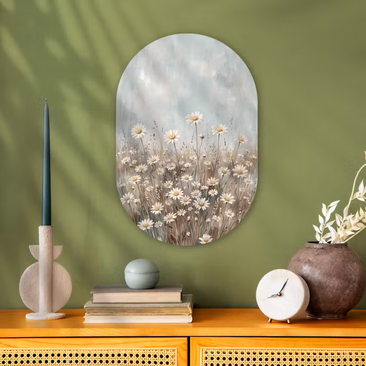 Madelief - Illustratie - Wit Wandcirkel Ovaal Forex klein -sfeer2