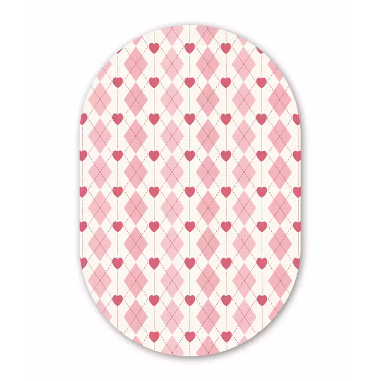 Ruiten - Klassiek - Roze - Wit Wandcirkel Ovaal Forex klein 630 -3d