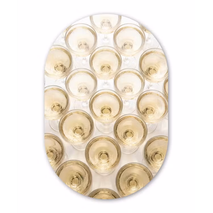 Drank - Glazen - Feest - Goud Wandcirkel Ovaal Forex klein -3d