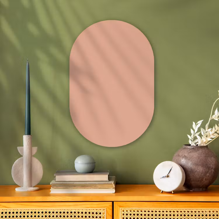 Dusty - Rose - Roze Wandcirkel Ovaal Forex klein 630 -sfeer2
