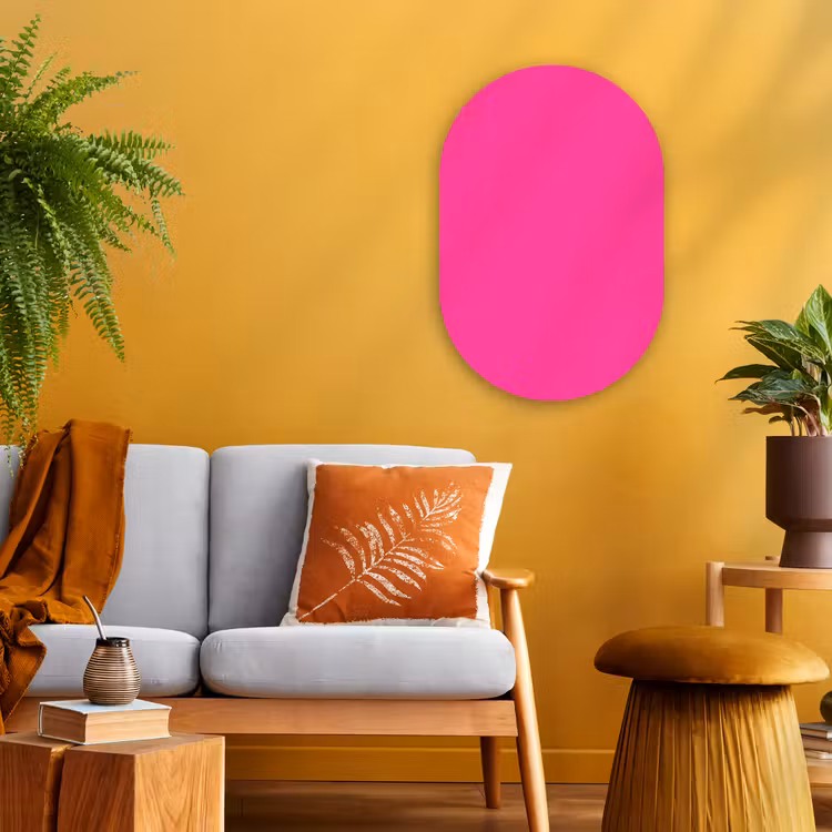 Electric - Magenta - Roze Wandcirkel Ovaal Forex klein 630 -sfeer4