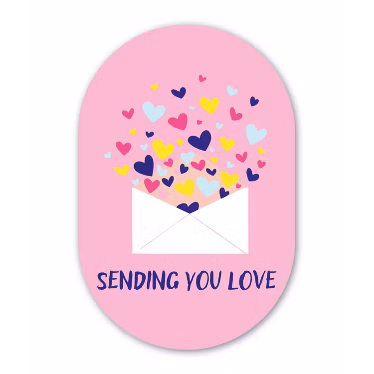 Envelop - Love - Hartjes - Valentijn Wandcirkel Ovaal Forex klein -3d