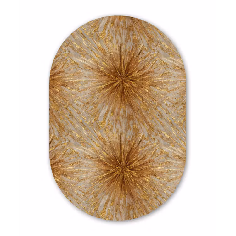 Explosie - Abstract - Goud - Wit Wandcirkel Ovaal Forex klein 630 -3d