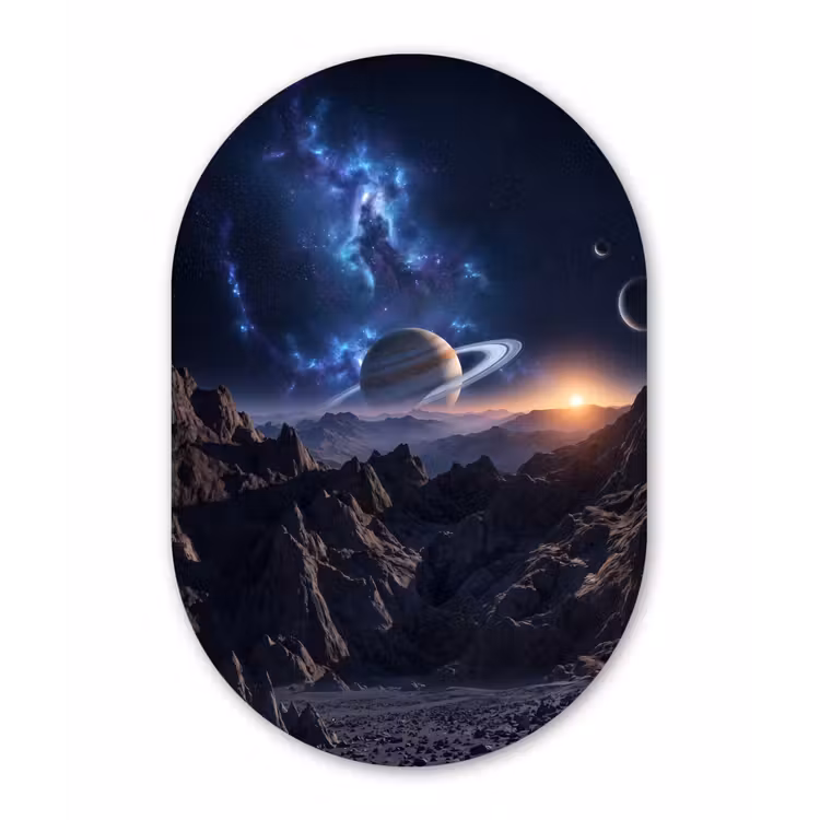 Fantasy - Kosmos - Landschap Wandcirkel Ovaal Forex klein -3d
