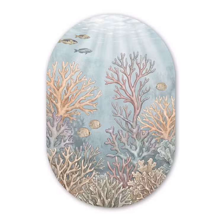Vis - Koraal - Oceaan - Illustratie - Onderwater Wandcirkel Ovaal Forex klein -3d