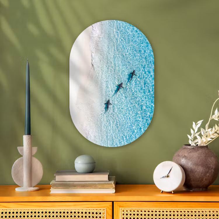 Vis - Oceaan - Strand - Turquoise - Natuur Wandcirkel Ovaal Forex klein -sfeer2