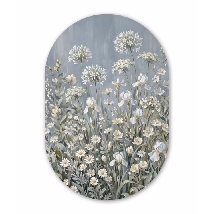 Bloemen - Botanisch - Blauw Wandcirkel Ovaal Forex klein -3d