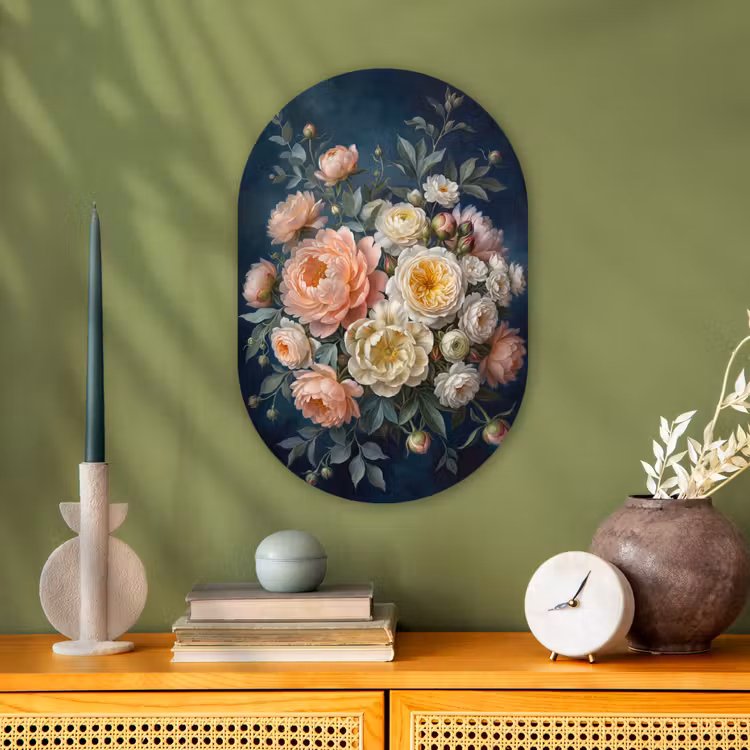 Bloemen - Boeket - Natuur - Klassiek - Kleurrijk Wandcirkel Ovaal Forex klein -sfeer2