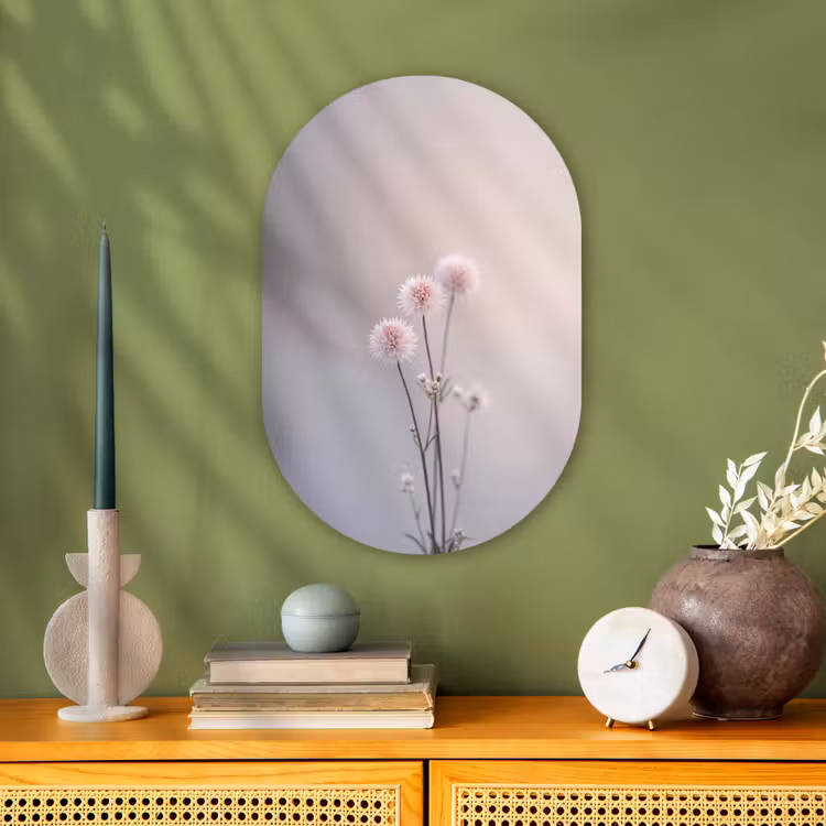 Bloemen - Bollen - Roze Wandcirkel Ovaal Forex klein -sfeer2
