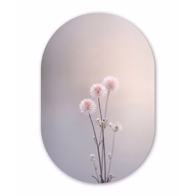 Bloemen - Bollen - Roze Wandcirkel Ovaal Forex klein -3d