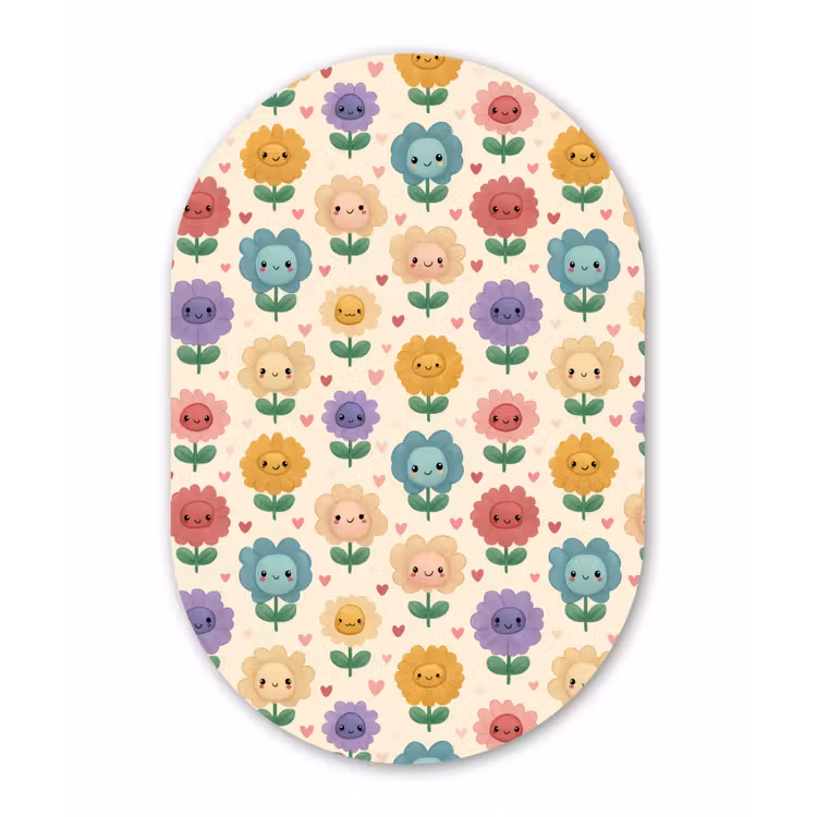 Bloemen - Hartjes - Kleurrijk Wandcirkel Ovaal Forex klein 630 -3d