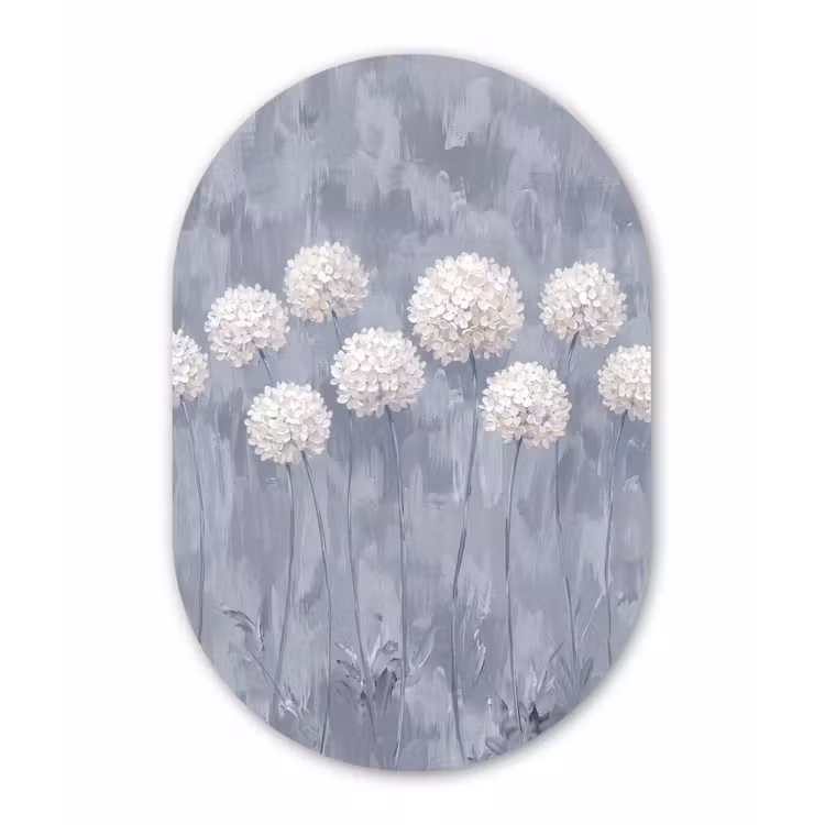 Bloemen - Illustratie - Blauw Wandcirkel Ovaal Forex klein -3d