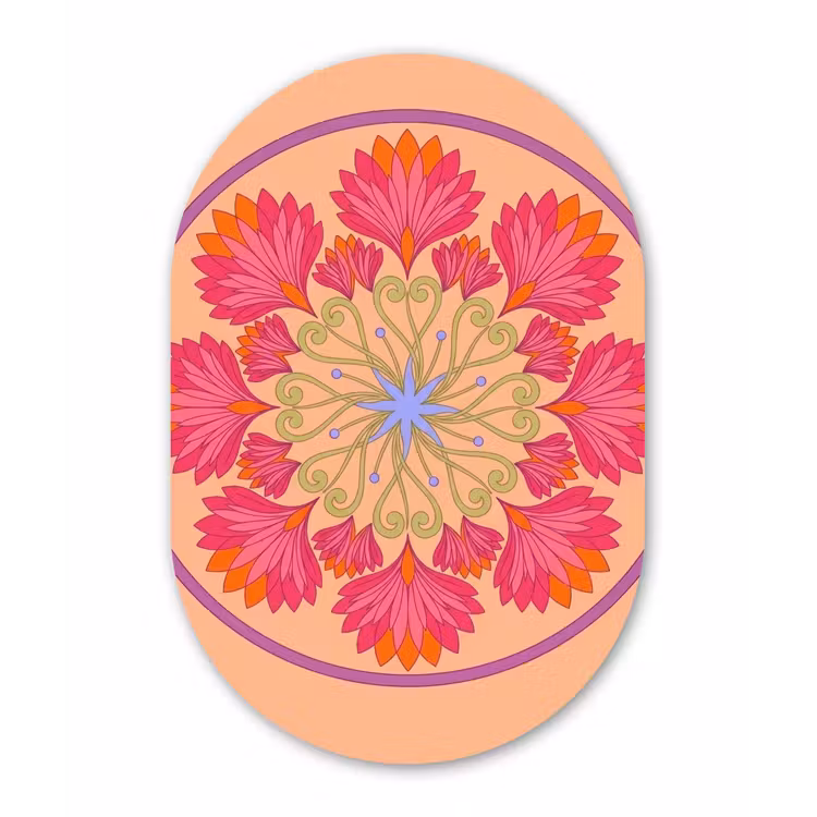 Bloemen - Patroon - Abstract - Roze - Decoratief Wandcirkel Ovaal Forex klein -3d