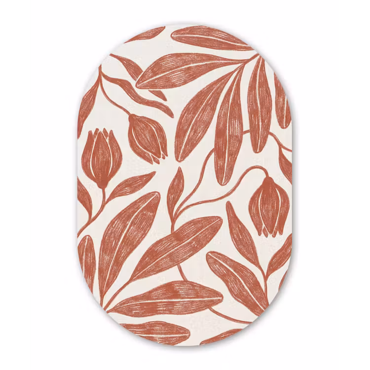 Bloemen - Patroon - Modern - Natuur - Bruin Wandcirkel Ovaal Forex klein -3d