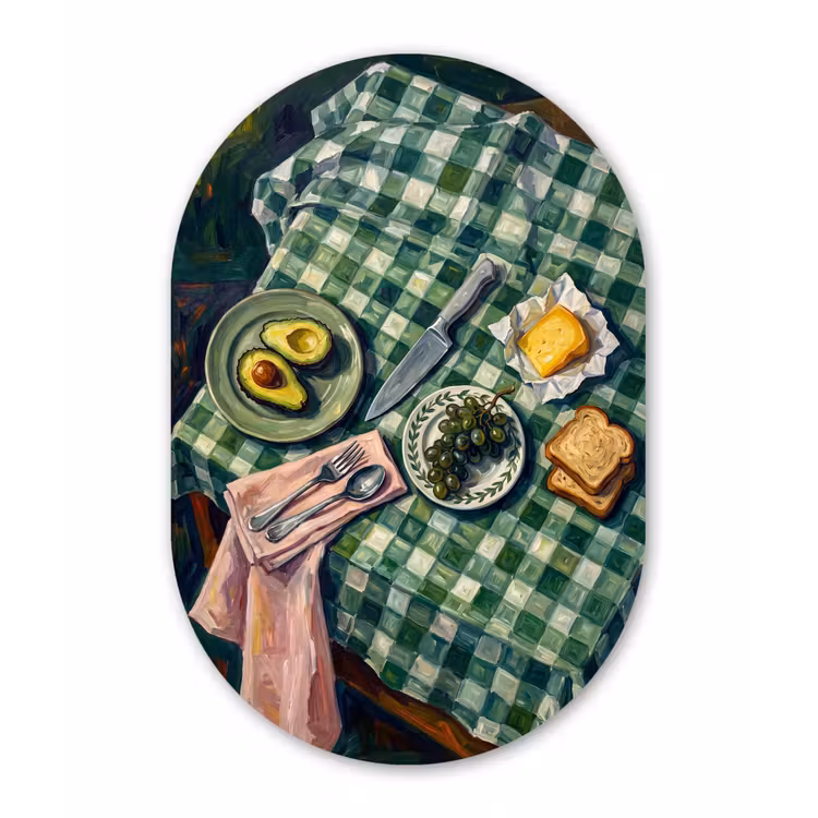 Eten - Ontbijt - Tafel - Modern - Groen Wandcirkel Ovaal Forex klein -3d