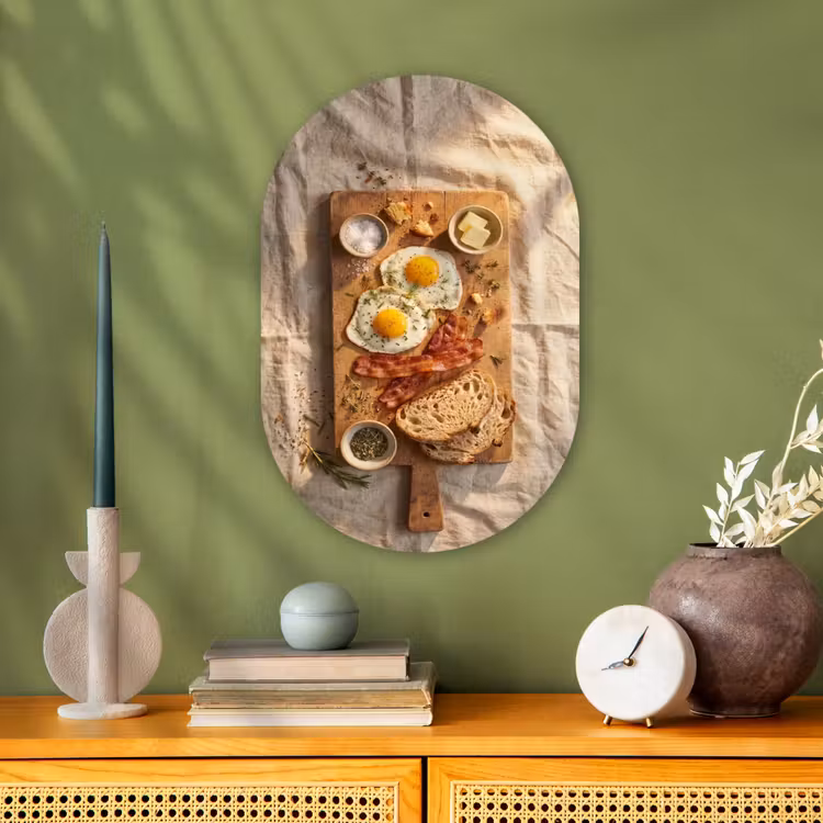 Eten - Ontbijt - Hout - Rustiek - Geel Wandcirkel Ovaal Forex klein -sfeer2