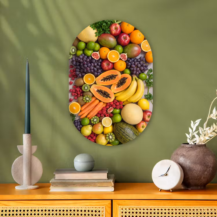 Eten - Fruit - Groenten - Vers - Kleurrijk Wandcirkel Ovaal Forex klein -sfeer2