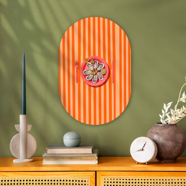 Eten - Oester - Zeevruchten - Oranje - Modern Wandcirkel Ovaal Forex klein -sfeer2